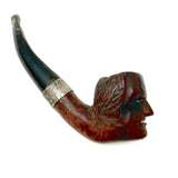 Wonderfully Carved Antique Figural Pipe Bowl: Man with Prominent Nose and Lots of Hair