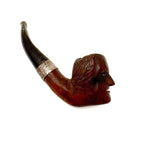 Wonderfully Carved Antique Figural Pipe Bowl: Man with Prominent Nose and Lots of Hair