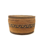 Extremely Fine 1870s-80s Macah Nootka Bear Grass and Cedar Bark Basket with Indigo Design (Some Damage)