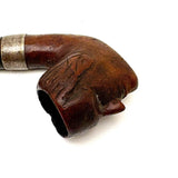 Wonderfully Carved Antique Figural Pipe Bowl: Man with Prominent Nose and Lots of Hair