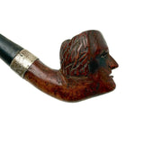 Wonderfully Carved Antique Figural Pipe Bowl: Man with Prominent Nose and Lots of Hair