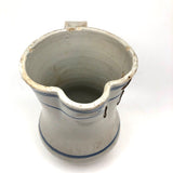 Antique Staple Repaired Hand-thrown Blue and White Stoneware Pitcher