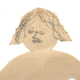 Antique Handmade Paper Doll with Bird-like Face and Simple Dress