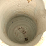 Antique Staple Repaired Hand-thrown Blue and White Stoneware Pitcher
