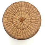 Extremely Fine 1870s-80s Macah Nootka Bear Grass and Cedar Bark Basket with Indigo Design (Some Damage)