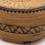 Extremely Fine 1870s-80s Macah Nootka Bear Grass and Cedar Bark Basket with Indigo Design (Some Damage)