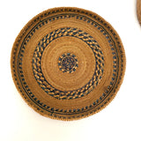 Extremely Fine 1870s-80s Macah Nootka Bear Grass and Cedar Bark Basket with Indigo Design (Some Damage)