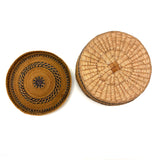 Extremely Fine 1870s-80s Macah Nootka Bear Grass and Cedar Bark Basket with Indigo Design (Some Damage)