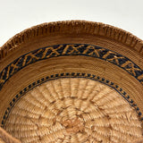 Extremely Fine 1870s-80s Macah Nootka Bear Grass and Cedar Bark Basket with Indigo Design (Some Damage)