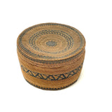 Extremely Fine 1870s-80s Macah Nootka Bear Grass and Cedar Bark Basket with Indigo Design (Some Damage)