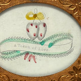 A Token of Love, Mid 19th Century Hand-colored Sentiment Card in Gold Foil Wrap