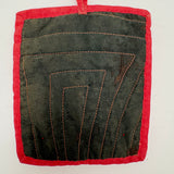 Line, Color, Pattern: Stack of Three Old Handmade Quilted Pot Holders, Found Together