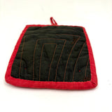 Line, Color, Pattern: Stack of Three Old Handmade Quilted Pot Holders, Found Together