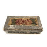 Pretty Little 19th C. Theorem on Velvet and Silver Papered Box