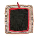 Line, Color, Pattern: Stack of Three Old Handmade Quilted Pot Holders, Found Together
