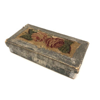 Pretty Little 19th C. Theorem on Velvet and Silver Papered Box