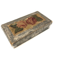 Pretty Little 19th C. Theorem on Velvet and Silver Papered Box