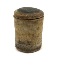 Mid-Century Hand-formed Lidded Pottery Vessel with Shino Interior, Signed Ulli