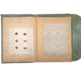 Very Lovely 1939-40 French Sewing Samples Notebook in Wonderful Hand-sewn Cover