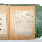 Very Lovely 1939-40 French Sewing Samples Notebook in Wonderful Hand-sewn Cover