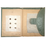 Very Lovely 1939-40 French Sewing Samples Notebook in Wonderful Hand-sewn Cover