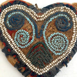 Much Loved 19th Century Heart Shaped Mi'kmaq Beaded Pin Cushion