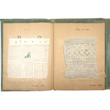 Very Lovely 1939-40 French Sewing Samples Notebook in Wonderful Hand-sewn Cover