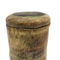 Mid-Century Hand-formed Lidded Pottery Vessel with Shino Interior, Signed Ulli