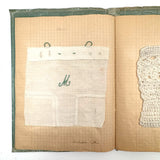 Very Lovely 1939-40 French Sewing Samples Notebook in Wonderful Hand-sewn Cover