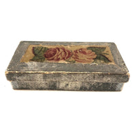 Pretty Little 19th C. Theorem on Velvet and Silver Papered Box