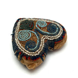 Much Loved 19th Century Heart Shaped Mi'kmaq Beaded Pin Cushion