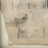 Early 19th Century Ink and Graphite Drawing of Hotel with Church on Horizon in Lemon Gold Frame