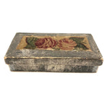 Pretty Little 19th C. Theorem on Velvet and Silver Papered Box