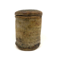 Mid-Century Hand-formed Lidded Pottery Vessel with Shino Interior, Signed Ulli