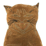 Wonderful Old Hand-embroidered Stuffed Silk Cat Baring Fangs!
