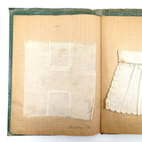 Very Lovely 1939-40 French Sewing Samples Notebook in Wonderful Hand-sewn Cover
