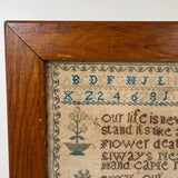 Our Life is Never at a Stand, Its Like a Fading Flower, Lovely and Poignant 1839 Sampler, Elizer Merchant