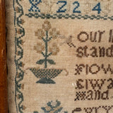 Our Life is Never at a Stand, Its Like a Fading Flower, Lovely and Poignant 1839 Sampler, Elizer Merchant
