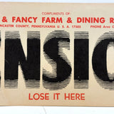TENSION (Lose it Here), Excellent Design c. 1960s Plain and Fancy Farm, Bird in Hand PA Advertising Flier