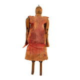 SOLD Very Wonderful Old Carved Folk Art Jointed Figure in Hand-dyed, Hand-sewn Dress
