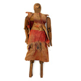 SOLD Very Wonderful Old Carved Folk Art Jointed Figure in Hand-dyed, Hand-sewn Dress