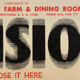 TENSION (Lose it Here), Excellent Design c. 1960s Plain and Fancy Farm, Bird in Hand PA Advertising Flier