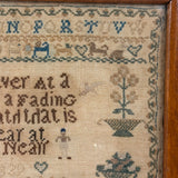 Our Life is Never at a Stand, Its Like a Fading Flower, Lovely and Poignant 1839 Sampler, Elizer Merchant