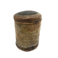 Mid-Century Hand-formed Lidded Pottery Vessel with Shino Interior, Signed Ulli