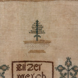 Our Life is Never at a Stand, Its Like a Fading Flower, Lovely and Poignant 1839 Sampler, Elizer Merchant