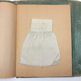 Very Lovely 1939-40 French Sewing Samples Notebook in Wonderful Hand-sewn Cover
