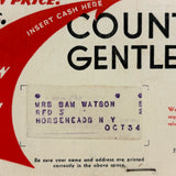 To Horseheads, NY: 1930s Country Gentleman Advertising Mailer / Subscription Card