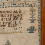 Our Life is Never at a Stand, Its Like a Fading Flower, Lovely and Poignant 1839 Sampler, Elizer Merchant
