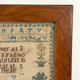 Our Life is Never at a Stand, Its Like a Fading Flower, Lovely and Poignant 1839 Sampler, Elizer Merchant