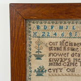 Our Life is Never at a Stand, Its Like a Fading Flower, Lovely and Poignant 1839 Sampler, Elizer Merchant
